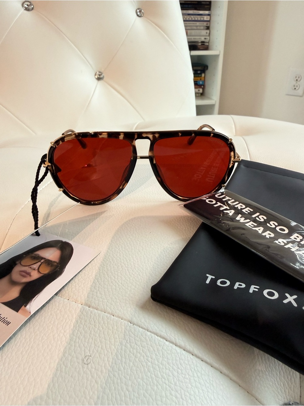 TOPFOXX Tortoiseshell Aviator Sunglasses with Red Lenses - Picture 5 of 14